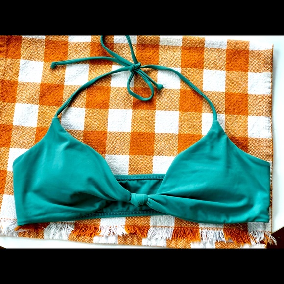 NWT L.A. Hearts PacSun Bikini Halter Top Knotted Twist Front Teal / Turquoise M - Picture 8 of 9